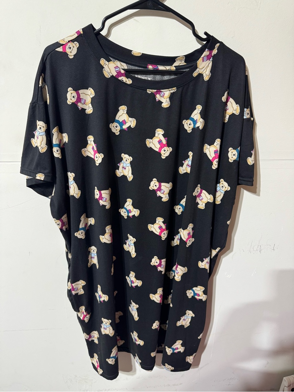 Black Teddy Bear Print Sleep Dress